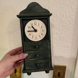 Vintage Green Rustic Drawered Clock